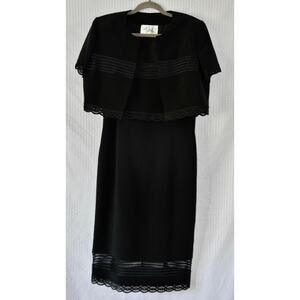 WILLIAM TRAVILLA Haute Couture Black Cocktail Dress With Jacket Size 12